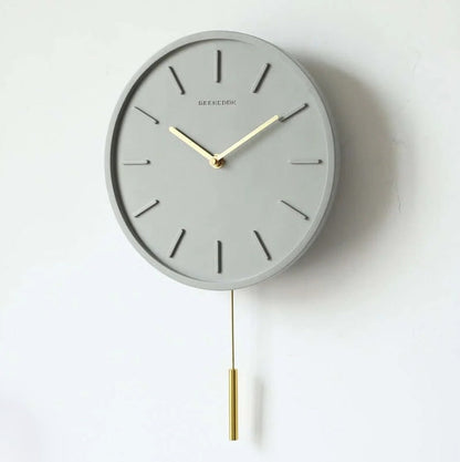 Rustic Industrial Concrete Wall Clock With Metal Accent