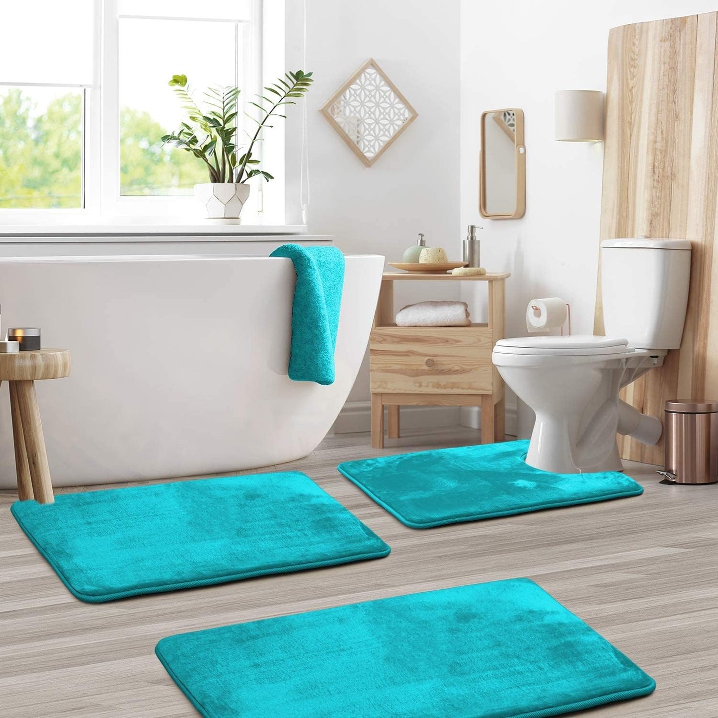 Soft Plush Bathroom Mat Set 3-Piece Anti-Slip