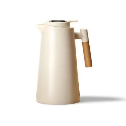 Insulated Thermal Jug With Temperature Display And Wood Grip