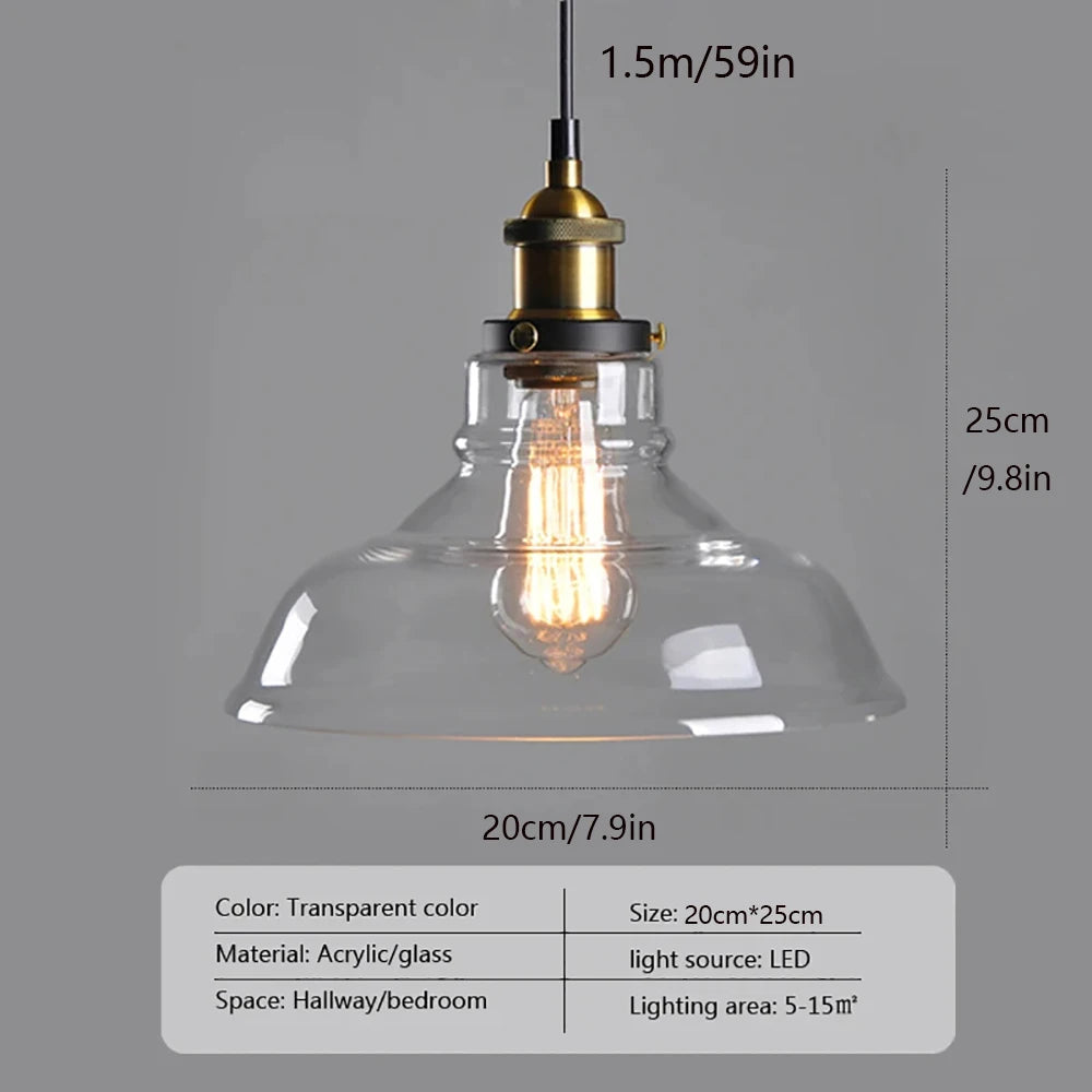 Vintage Glass Drop Light Fixture for Living Rooms