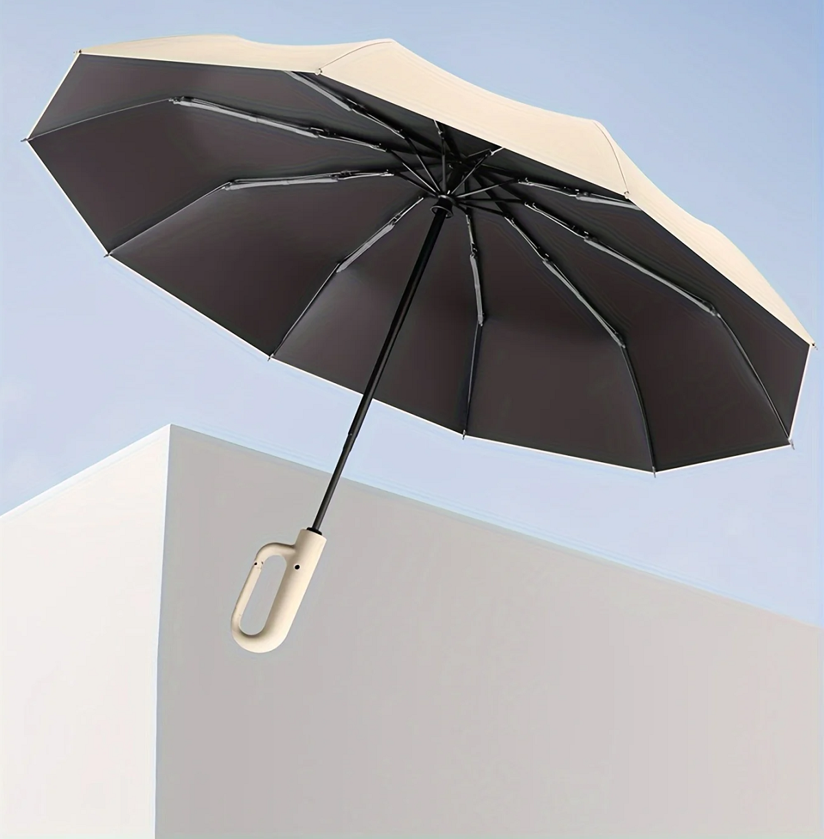 Compact Windproof Umbrella With Secure Grip Handle