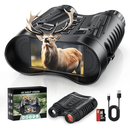 Night Vision Binoculars 8x Zoom 4K Video 3.2 Inch Screen - Lusomart