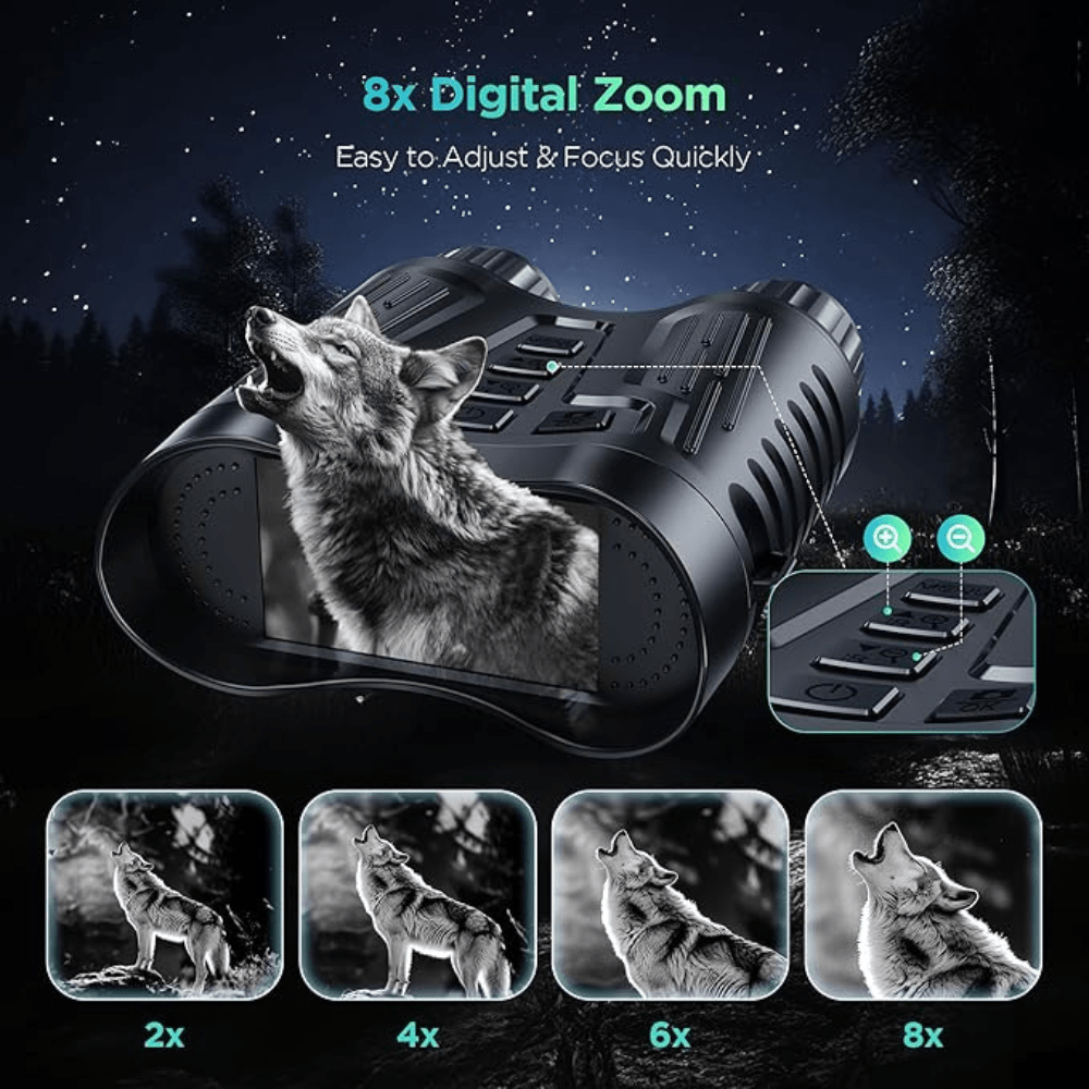 Night Vision Binoculars 8x Zoom 4K Video 3.2 Inch Screen