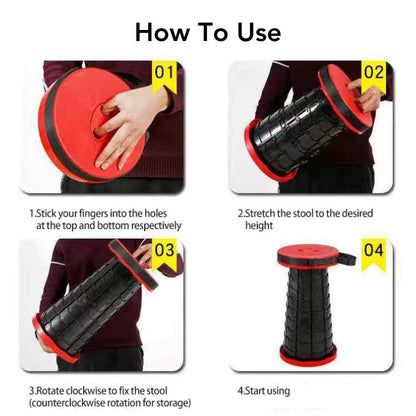 Portable Folding Stool, Compact Adjustable Seat