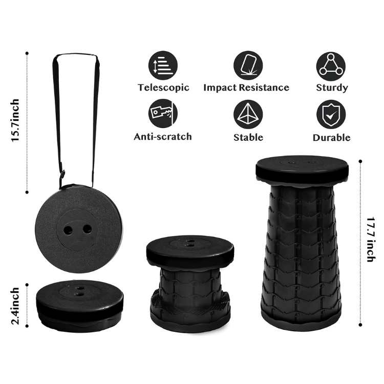 Portable Folding Stool, Compact Adjustable Seat