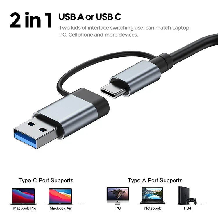 Compact 7-in-1 USB-C Adapter for Mac and PC