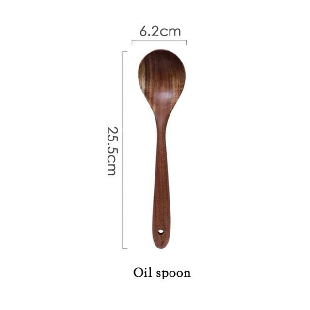 Soft Touch Wood Kitchen Utensil Set for Nonstick Cookware