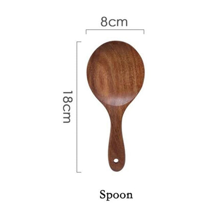 Soft Touch Wood Kitchen Utensil Set for Nonstick Cookware