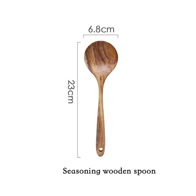 Soft Touch Wood Kitchen Utensil Set for Nonstick Cookware