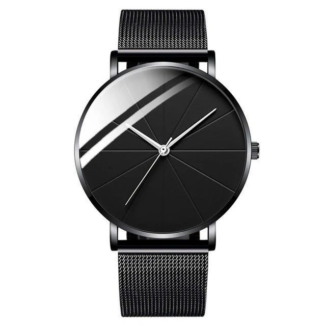 Stylish Mens Watch with Large Face Leather Strap