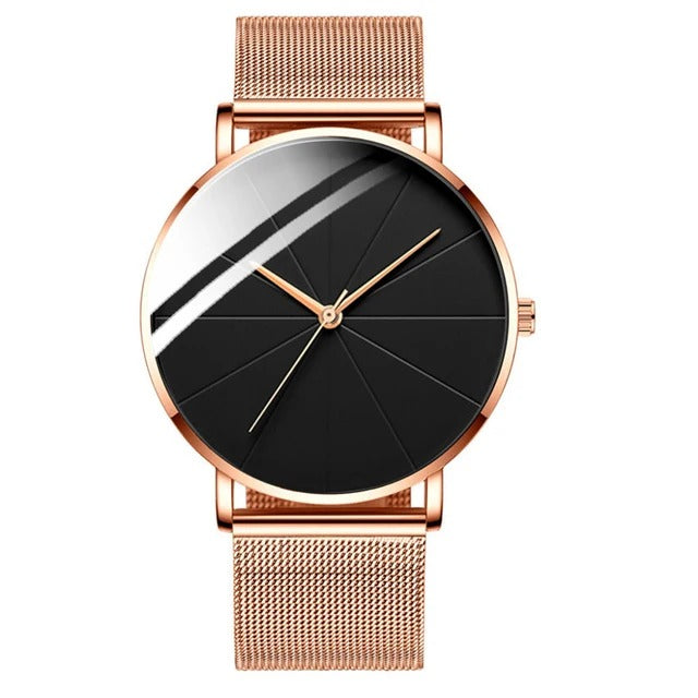 Stylish Mens Watch with Large Face Leather Strap