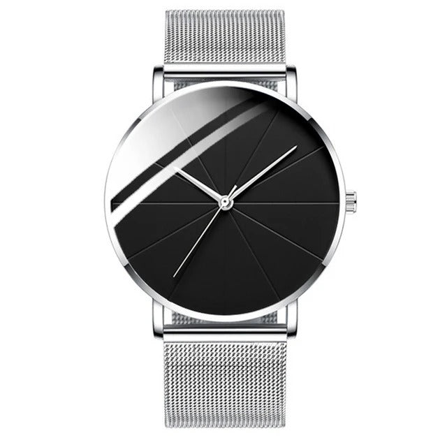 Stylish Mens Watch with Large Face Leather Strap