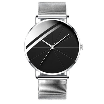 Stylish Mens Watch with Large Face Leather Strap