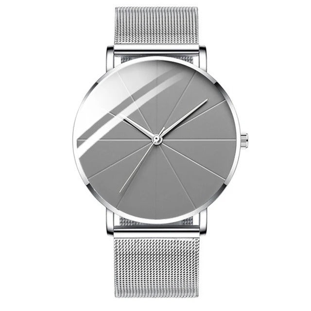 Stylish Mens Watch with Large Face Leather Strap