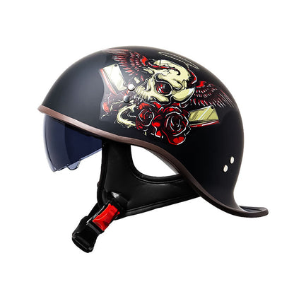 Premium Motorcycle Half Face Helmet Visor DOT Approved