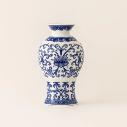  Decorative ceramic wall vase with blue white design perfect for living room and hallway decor