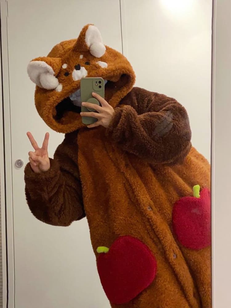 Soft Plush Red Panda Pajamas for Women Sleepwear