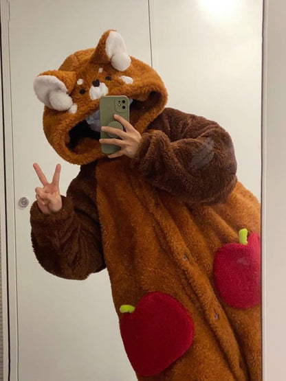 Soft Plush Red Panda Pajamas for Women Sleepwear
