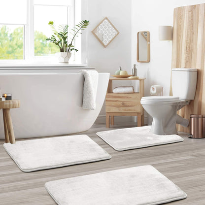 Soft Plush Bathroom Mat Set 3-Piece Anti-Slip