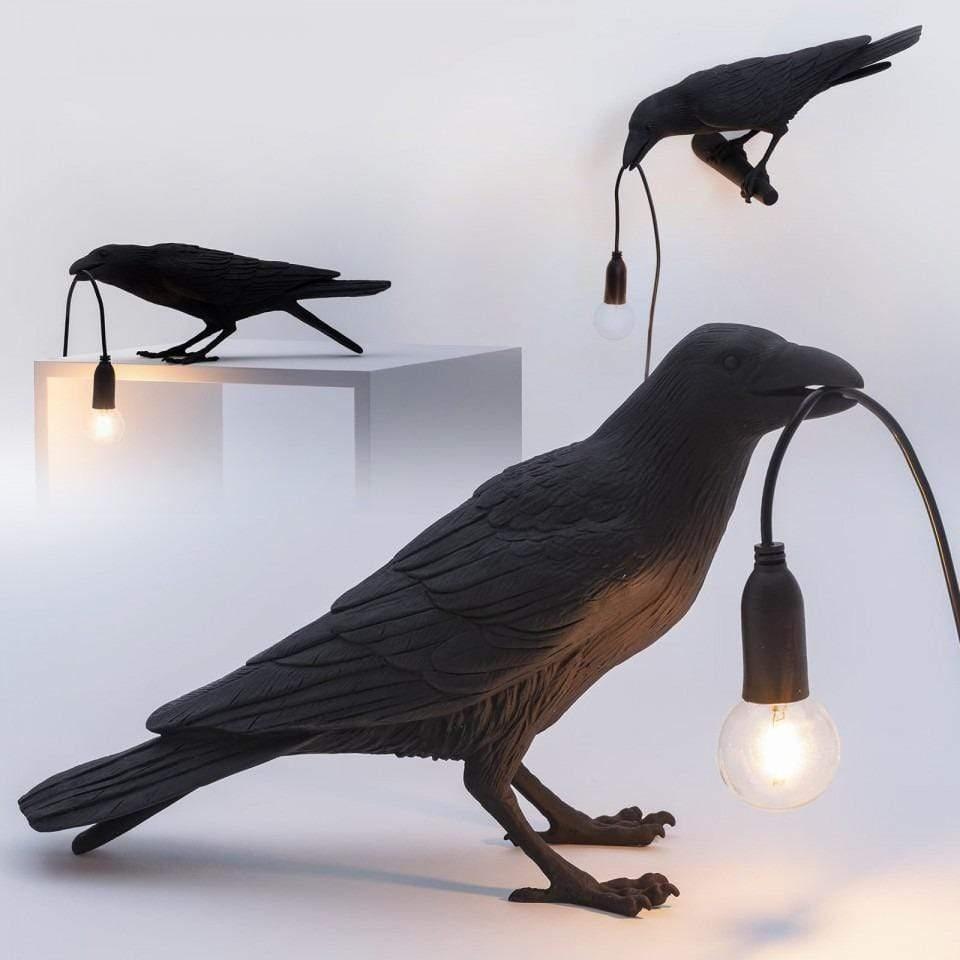 Unique Black Bird Accent Table Lamp - Lusomart
