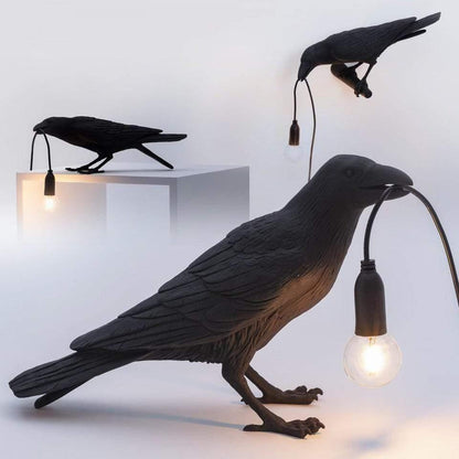 Unique Black Bird Accent Table Lamp - Lusomart