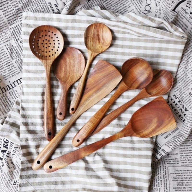 Natural Wood Cooking Utensil Set