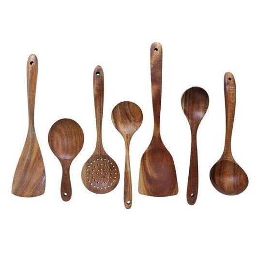 Natural Wood Cooking Utensil Set - Lusomart